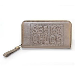 SEE BY CHLOE（シーバイクロエ） Zip File leather ラウンドファスナー長財布 メタリックシャンパンゴールド 9P7155 P54 A18 PALE GOLD