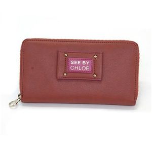 SEE BY CHLOE（シーバイクロエ） MAYA ラウンドファスナー長財布 コーラルオレンジ／ピンク 9P7372 P43 177 TERRACOTTA