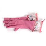 ジェシースティール Rubber Gloves オシャレでキュートなゴム手袋 キッチングローブ Bows＆Roses リボン＆ローズ柄 ピンク 802-JS-215