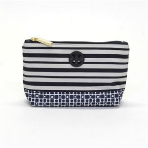 TORY BURCH（トリーバーチ） STACKED LOGO ボーダー コスメポーチ 小物入れ ネイビー／マルチカラー 41129077 421 TORY NAVY MULTI