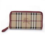 Burberry（バーバリー） HAYMARKET ラウンドファスナー長財布 クラシックチェック×ミリタリーレッド 3861103 MILITARY RED