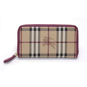 Burberry（バーバリー） HAYMARKET ラウンドファスナー長財布 クラシックチェック×ブライトルバーブピンク 3861104 BRIGHT RHUBARB PINK