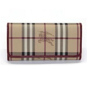 Burberry（バーバリー） HAYMARKET 二つ折り長財布 クラシックチェック×ミリタリーレッド 3799020 MILITARY RED