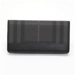 Burberry（バーバリー） BRIT メンズ 二つ折り長財布 小銭入れ無し ブリットチェック×ブラック 3668625 BLACK CHECK