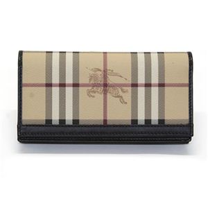 Burberry（バーバリー） HAYMARKET メンズ 二つ折り長財布 小銭入れ無し クラシックチェック×ブラック 3668638 BLACK