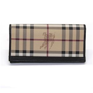 Burberry（バーバリー） HAYMARKET 二つ折り長財布 小銭入れ付 クラシックチェック×ブラック 3801756 BLACK