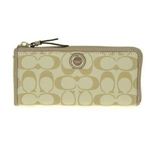 Coach（コーチ） POPPY ポピー メタリックシグネチャー 小銭入れ付 L字ファスナー長財布 クリームライトカーキ／ライラック 47039／SVAF3
