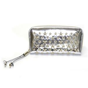 Jimmy Choo（ジミーチュウ） STAR STUDS 星スタッズシリーズ フィリパ ラウンドファスナー 長財布 ミラーレザー ミラーシルバー／ゴールド FILIPA-MOR SILVER