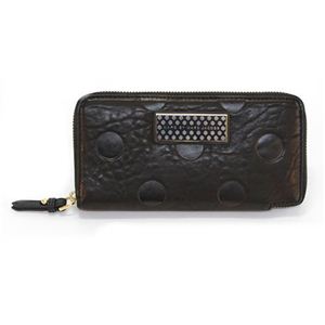 MARC BY MARC JACOBS（マークバイマークジェイコブス） Flipping Dots SLIM ZIPPY ドット型押し ラウンドファスナー長財布 ブラック M3123464 80001 BLACK