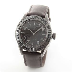 Vivienne Westwood（ヴィヴィアンウエストウッド） ラインストーンベゼル、ダークテイストなカラー使いのレザーストラップウオッチ VV007CHBR