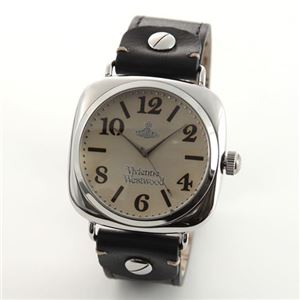 Vivienne Westwood（ヴィヴィアンウエストウッド） クラシカルテイストのスクエアフェイス・レザーストラップウオッチ VV061SLBK