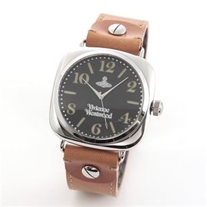 Vivienne Westwood（ヴィヴィアンウエストウッド） クラシカルテイストのスクエアフェイス・レザーストラップウオッチ VV061SLBR