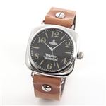 Vivienne Westwood（ヴィヴィアンウエストウッド） クラシカルテイストのスクエアフェイス・レザーストラップウオッチ VV061SLBR
