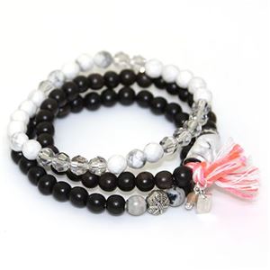 CHAN LUU（チャンルー） ストレッチ・シングルブレス 3本セット コットンコードのタッセルがポイント ホワイトミックス BSZ-3386 White Howlite MIX