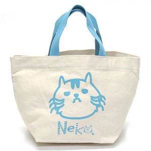 アネロ CAT・DOT 猫シリーズ 手書き風ネコプリントがキュートなコットン・ミニトート サブバッグ ランチバッグ アクアブルー ZR-45131-K／BL