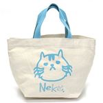 アネロ CAT・DOT 猫シリーズ 手書き風ネコプリントがキュートなコットン・ミニトート サブバッグ ランチバッグ アクアブルー ZR-45131-K／BL