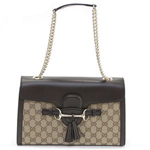 Gucci（グッチ） EMILY タッセル＆ホースビット オリジナルGGキャンバス チェーン・ショルダーバッグ ベージュ／ココア 295402 FAFXG 9643