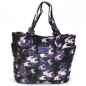 MARC BY MARC JACOBS（マークバイマークジェイコブス） Pretty Nylon Little Tote ロゴステッチ キルティング ナイロントートバッグ ブラック／パープル／マルチカラー M3134126 80011 BLACK MULTI