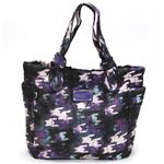MARC BY MARC JACOBS（マークバイマークジェイコブス） Pretty Nylon Little Tote ロゴステッチ キルティング ナイロントートバッグ ブラック／パープル／マルチカラー M3134126 80011 BLACK MULTI