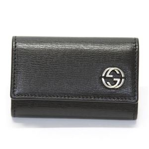 Gucci（グッチ） 型押しカーフ インターロッキングG 6連キーケース ブラック 256337 ARU0N 1000