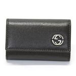 Gucci（グッチ） 型押しカーフ インターロッキングG 6連キーケース ブラック 256337 ARU0N 1000