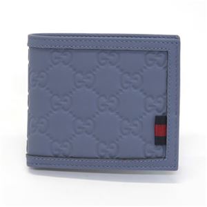 Gucci（グッチ） ラバーグッチシマ ウェブループ付 二つ折り財布 小銭入れ無し スカイブルー 225826 AF66N 4760