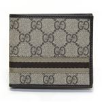 Gucci（グッチ） GGスプリームキャンバス×ウェブ 二つ折り財布 小銭入れ無し ベージュ／ブラウン 138042 KGD8R 8375