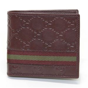 Gucci（グッチ） グッチシマ×ウェブ 小銭入れ付 二つ折り財布 ボルドー 138073 A0VBR 6186
