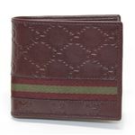 Gucci（グッチ） グッチシマ×ウェブ 小銭入れ付 二つ折り財布 ボルドー 138073 A0VBR 6186