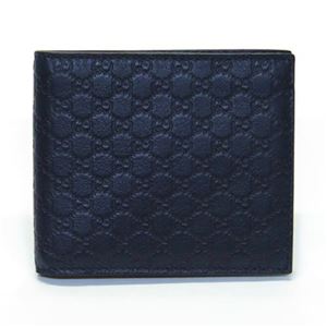 Gucci（グッチ） グッチシマ 二つ折り財布 小銭入れ無し ダークブルー 145754 BMJ1R 4009