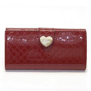 Gucci（グッチ） マイクログッチシマ パテントレザー スクリプトハート Wホック 二つ折り長財布 ダークレッド 203550 AV14G 6227