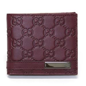 Gucci（グッチ） グッチシマ GGロゴメタルバー 二つ折り財布 小銭入れ無し ボルドー 233100 AA61R 6626