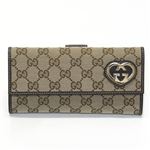 Gucci（グッチ） オリジナルGGキャンバス ハートシェイプ Wホック 二つ折り長財布 ベージュ／ココア 245723 FAFXG 9643