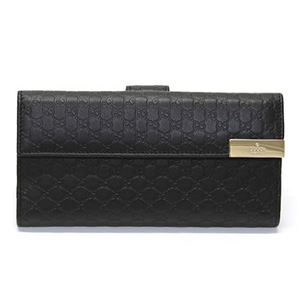 Gucci（グッチ） マイクログッチシマ Wホック 二つ折り長財布 ブラック 257012 BMJ1G 1000