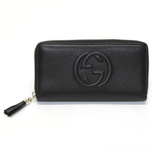Gucci（グッチ） SOHO エンボス加工インターロッキングG ラウンドファスナー長財布 ブラック 308004 A7M0G 1000