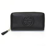 Gucci（グッチ） SOHO エンボス加工インターロッキングG ラウンドファスナー長財布 ブラック 308004 A7M0G 1000