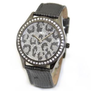 Guess（ゲス） ラインストーンで囲ったキラキラベゼル レザーストラップウオッチ W10239L1