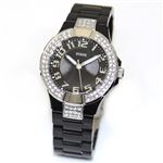 Guess（ゲス） ラインストーンで囲ったキラキラベゼル オールブラックカラーのグラマラスなレディスウオッチ W11611L2