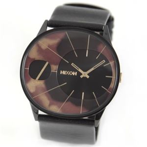 NIXON（ニクソン） THE RAYNA ブラックフェイスにベッコウ柄のアクセントのレザーストラップウオッチ A186-679