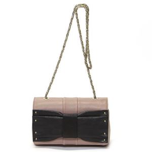 Chloe（クロエ） JUNE リボンモチーフ チェーン・ショルダーバッグ ポシェット ピンクベージュ／ブラック 3S0321 733 08W TAMARIS PINK／BLACK