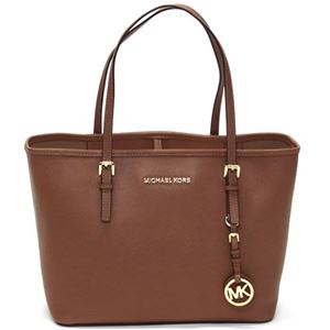 Michael Kors（マイケルコース） Jet Set Travel Small Tote ジェットセット MKチャーム付 格子状型押しレザー トートバッグ キャメルブラウン 30H1GTVT1L Luggage