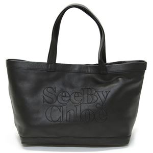 SEE BY CHLOE（シーバイクロエ） Zip File ポーチ付 ロゴステッチ トートバッグ カウハイドレザー ブラック ≪2013AW≫ 9S7598 N199 001 BLACK