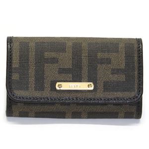 Fendi（フェンディ） ズッカ柄 FFロゴ 6連キーケース ダークブラウンFF×ブラウン 8AP079 GRP F0A72 BROWN