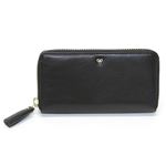 Anya Hindmarch（アニヤハインドマーチ） MAXI ZIP リボンモチーフ＆タッセルがキュートなラウンドファスナー長財布 ブラック 50509257 32697 Coal