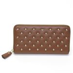 Anya Hindmarch（アニヤハインドマーチ） Joss in Velvet Calf スタッズが両面にちりばめられたキュートなラウンドファスナー長財布 タン 50509257 36947 Tan