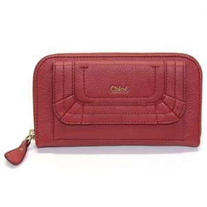 Chloe（クロエ） PARATY パラティ フリルモチーフ・フラップポケット付 ラウンドファスナー 長財布 レッド系 3P0375 043 51M HOLLY BERRY