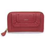 Chloe（クロエ） PARATY パラティ フリルモチーフ・フラップポケット付 ラウンドファスナー 長財布 レッド系 3P0375 043 51M HOLLY BERRY