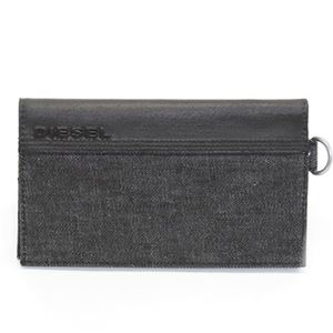 DIESEL（ディーゼル） D-SIDE D-Long デニム生地 二つ折り長財布 ブラック／ブラック X01415 PS878 H1669 Black／Black
