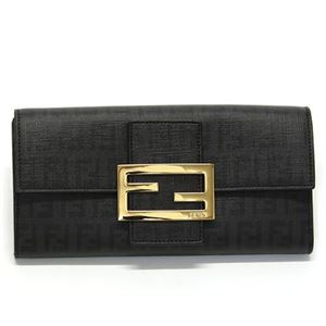 Fendi（フェンディ） ズッカ柄 FFロゴ 二つ折り長財布 ブラックFF×ブラック 8M0021 YG1 F0KUR BLACK GOLD