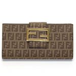 Fendi（フェンディ） ズッカ柄 FFロゴ パスケース付 Wホック 二つ折り長財布 ブラウンFF×ライトブラウン 8M0032 YG1 F0TUD NOCCIOLA GOLD